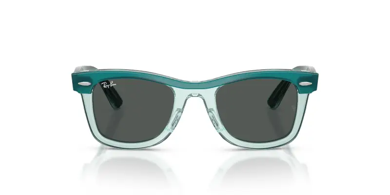 Bambino Ray - Ban RJ9140S 721387 Occhiali da sole Acetato Verde Grigio Squadrata Normale miniatura 3
