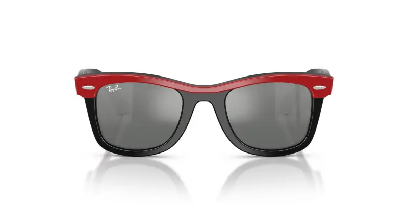 Bambino Ray - Ban RJ9140S 721588 Occhiali da sole Acetato Rosso Grigio Squadrata Normale Sfumato miniatura 3