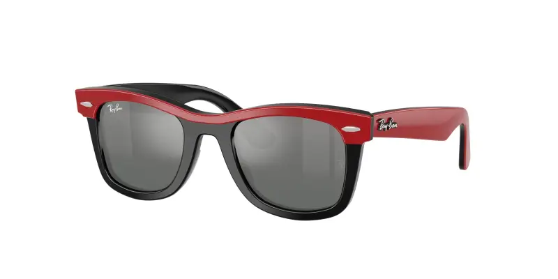 Bambino Ray - Ban RJ9140S 721588 Occhiali da sole Acetato Rosso Grigio Squadrata Normale Sfumato