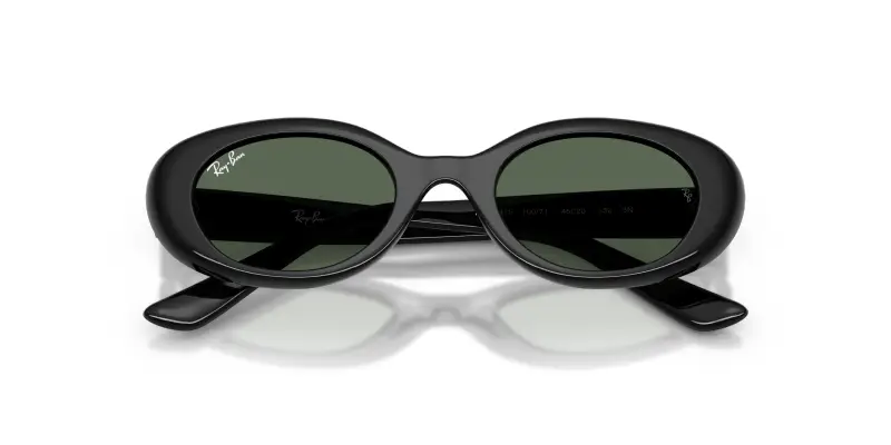 Bambino Ray - Ban RJ9141S 100/71 Occhiali da sole Iniettato Nero Verde Rotonda Normale miniatura 2
