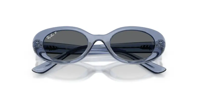 Bambino Ray - Ban RJ9141S 721681 Occhiali da sole Iniettato Blu Grigio Rotonda Polarizzata miniatura 2