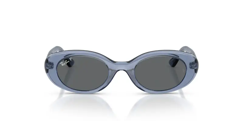Bambino Ray - Ban RJ9141S 721681 Occhiali da sole Iniettato Blu Grigio Rotonda Polarizzata miniatura 3
