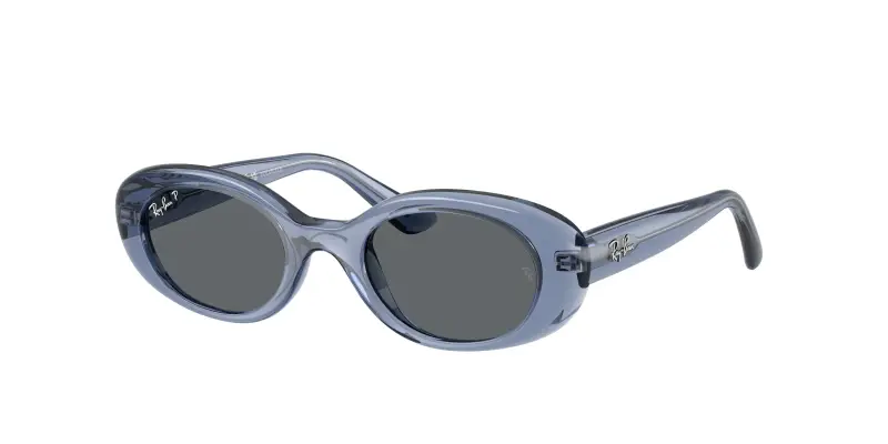 Bambino Ray - Ban RJ9141S 721681 Occhiali da sole Iniettato Blu Grigio Rotonda Polarizzata
