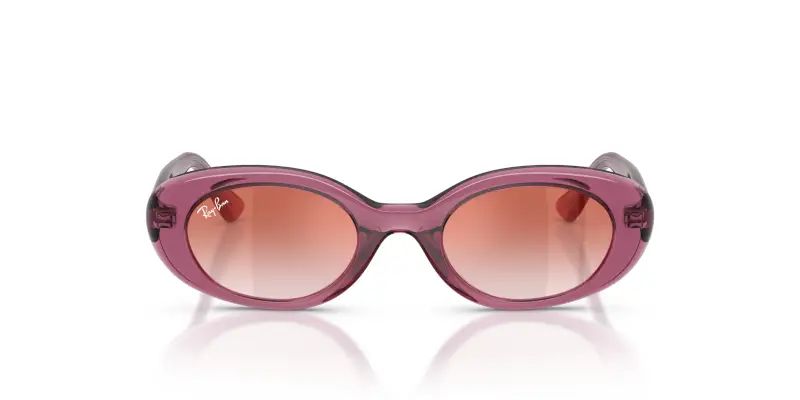 Bambino Ray - Ban RJ9141S 7217V0 Occhiali da sole Iniettato Viola Rosso Rotonda Specchiate Sfumato miniatura 3