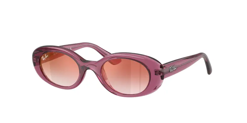 Bambino Ray - Ban RJ9141S 7217V0 Occhiali da sole Iniettato Viola Rosso Rotonda Specchiate Sfumato