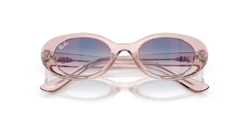 Bambino Ray - Ban RJ9141S 7218U0 Occhiali da sole Iniettato Rosa Rotonda Specchiate Sfumato miniatura 2