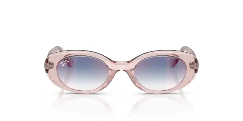 Bambino Ray - Ban RJ9141S 7218U0 Occhiali da sole Iniettato Rosa Rotonda Specchiate Sfumato miniatura 3