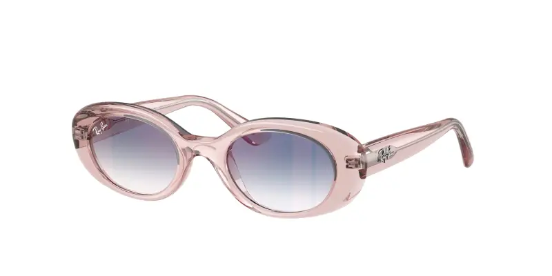 Bambino Ray - Ban RJ9141S 7218U0 Occhiali da sole Iniettato Rosa Rotonda Specchiate Sfumato