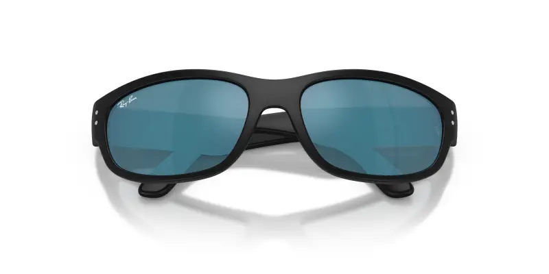 Bambino Ray - Ban RJ9189S 100S55 Occhiali da sole Iniettato Nero Blu Pillow Specchiate miniatura 2