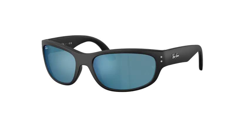 Bambino Ray - Ban RJ9189S 100S55 Occhiali da sole Iniettato Nero Blu Pillow Specchiate