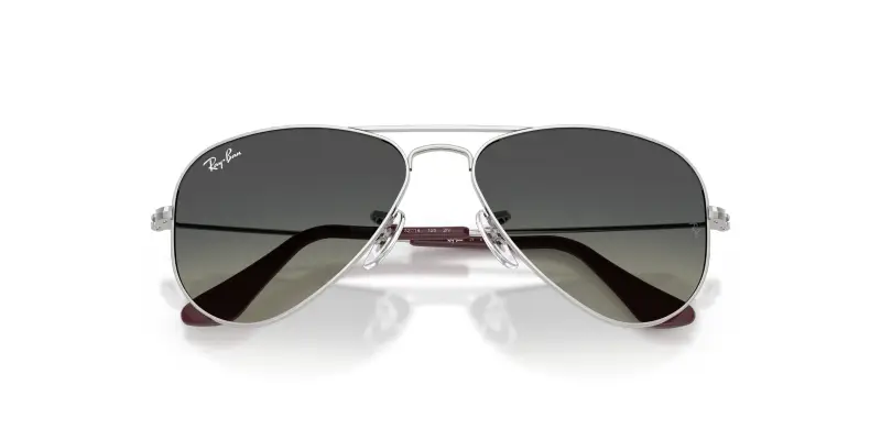Bambino Ray - Ban RJ9506S JUNIOR AVIATOR 302/11 Occhiali da sole Metallo Argento Grigio Pilot Normale Sfumato miniatura 2