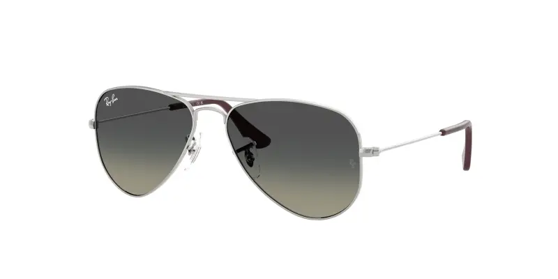 Bambino Ray - Ban RJ9506S JUNIOR AVIATOR 302/11 Occhiali da sole Metallo Argento Grigio Pilot Normale Sfumato