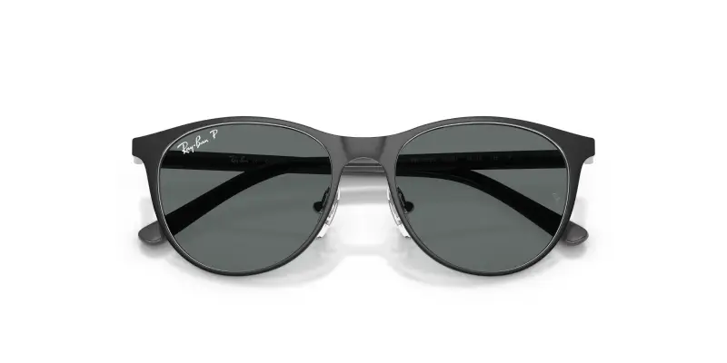 Bambino Ray - Ban RJ9552S 295/81 Occhiali da sole Metallo Nero Grigio Pantos Polarizzata miniatura 2