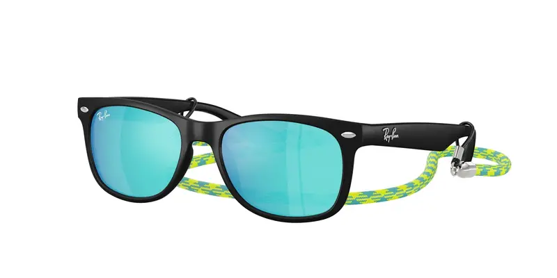 Ray - Ban Bambino RJ9052S JUNIOR NEW WAYFARER 702855 Occhiali da sole Nylon Nero Verde Squadrata Specchiate