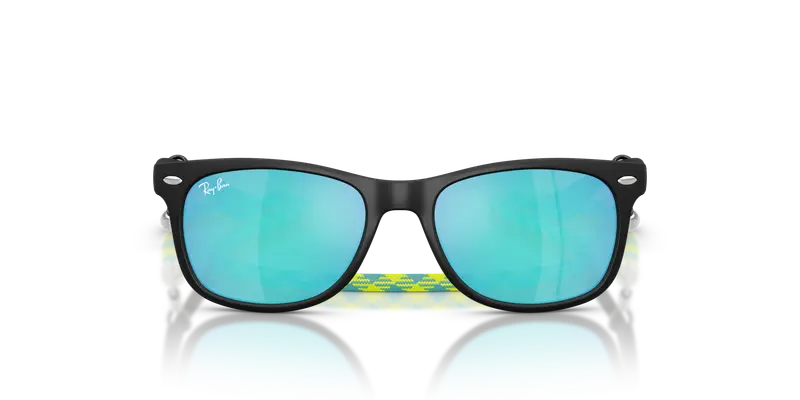 Ray - Ban Bambino RJ9052S JUNIOR NEW WAYFARER 702855 Occhiali da sole Nylon Nero Verde Squadrata Specchiate miniatura 2