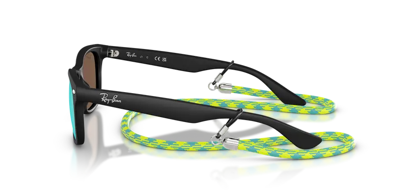 Ray - Ban Bambino RJ9052S JUNIOR NEW WAYFARER 702855 Occhiali da sole Nylon Nero Verde Squadrata Specchiate miniatura 3