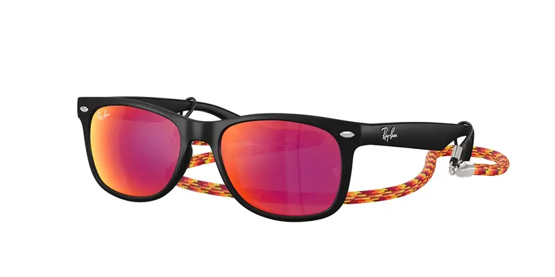 Ray - Ban Bambino RJ9052S JUNIOR NEW WAYFARER 70286Q Occhiali da sole Nylon Nero Marrone Squadrata Specchiate