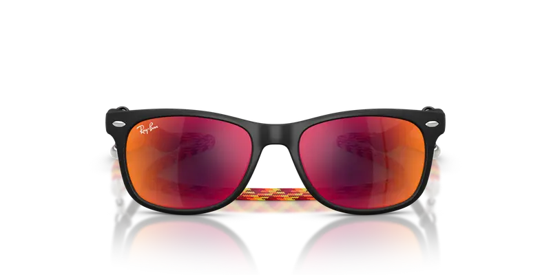 Ray - Ban Bambino RJ9052S JUNIOR NEW WAYFARER 70286Q Occhiali da sole Nylon Nero Marrone Squadrata Specchiate miniatura 2