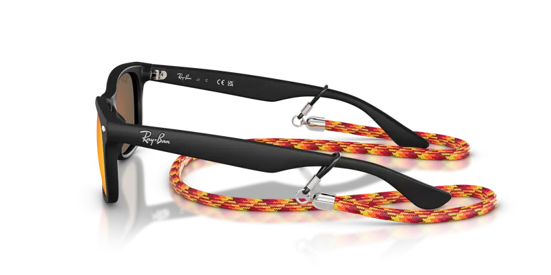 Ray - Ban Bambino RJ9052S JUNIOR NEW WAYFARER 70286Q Occhiali da sole Nylon Nero Marrone Squadrata Specchiate miniatura 3