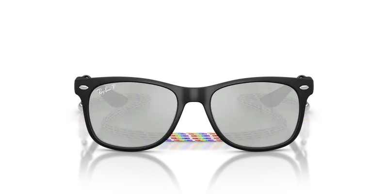 Ray - Ban Bambino RJ9052S JUNIOR NEW WAYFARER 7028Y4 Occhiali da sole Nylon Nero Verde Squadrata Polarizzata Specchiato miniatura 2