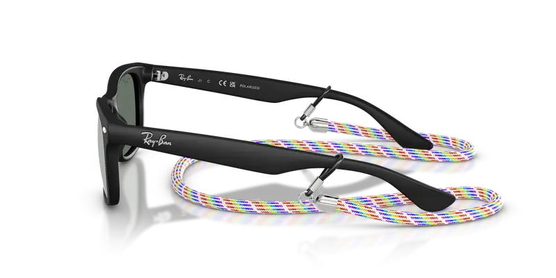 Ray - Ban Bambino RJ9052S JUNIOR NEW WAYFARER 7028Y4 Occhiali da sole Nylon Nero Verde Squadrata Polarizzata Specchiato miniatura 3