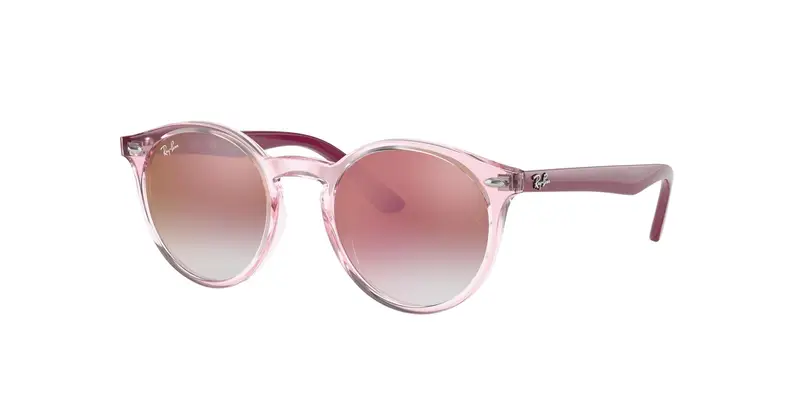 Ray - Ban Bambino RJ9064S 7052V0 Occhiali da sole Iniettato Rosa Rosso Pantos Specchiate Sfumato