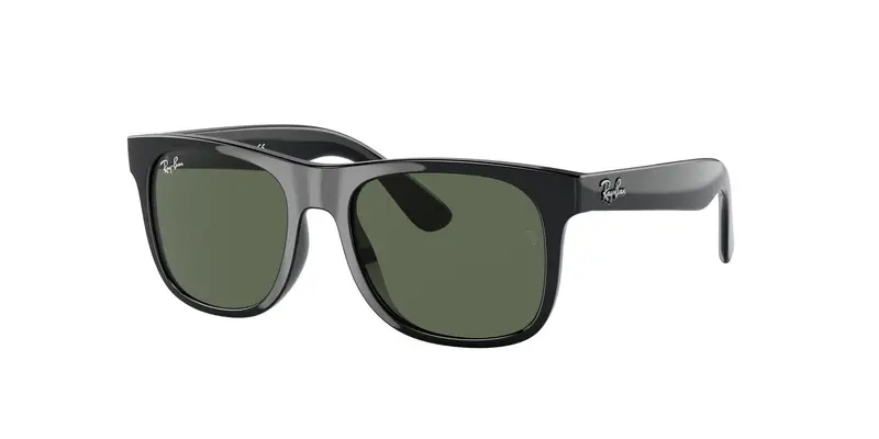Ray - Ban Bambino RJ9069S JUNIOR JUSTIN 100/71 Occhiali da sole Iniettato Nero Verde Squadrata Normale