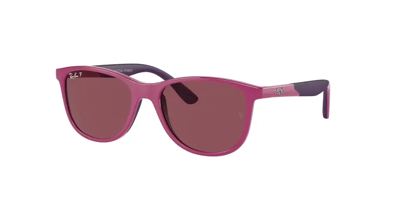 Ray - Ban Bambino RJ9077S 71495Q Occhiali da sole Iniettato Rosa Viola Squadrata Polarizzata