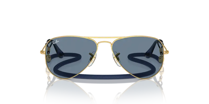 Ray - Ban Bambino RJ9506S JUNIOR AVIATOR 223/1U Occhiali da sole Metallo Oro Blu Pilot Specchiate Specchiato miniatura 2