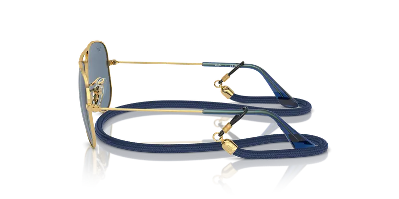 Ray - Ban Bambino RJ9506S JUNIOR AVIATOR 223/1U Occhiali da sole Metallo Oro Blu Pilot Specchiate Specchiato miniatura 3