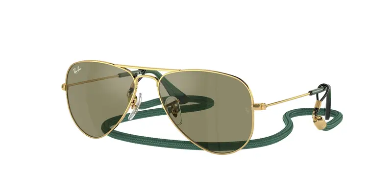 Ray - Ban Bambino RJ9506S JUNIOR AVIATOR 223/6R Occhiali da sole Metallo Oro Verde Pilot Specchiate Specchiato