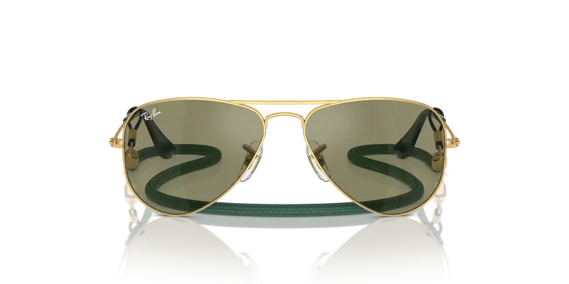 Ray - Ban Bambino RJ9506S JUNIOR AVIATOR 223/6R Occhiali da sole Metallo Oro Verde Pilot Specchiate Specchiato miniatura 2