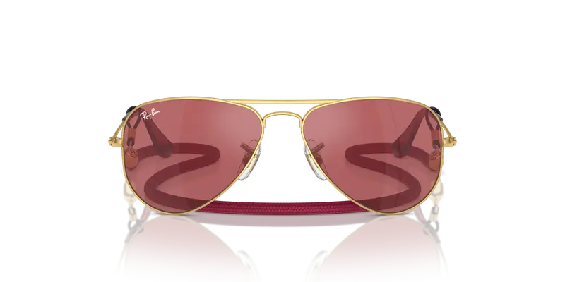Ray - Ban Bambino RJ9506S JUNIOR AVIATOR 223/B5 Occhiali da sole Metallo Oro Rosso Pilot Normale Specchiato miniatura 2