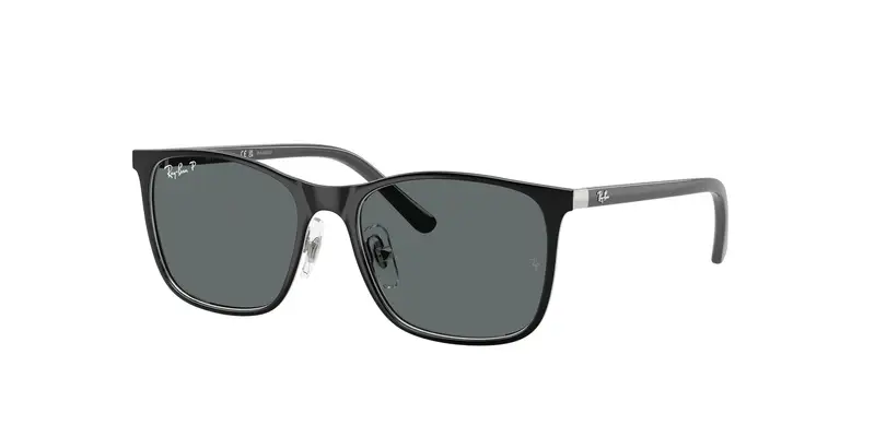 Ray - Ban Bambino RJ9551S 295/81 Occhiali da sole Metallo Nero Grigio Squadrata Polarizzata