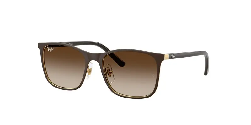 Ray - Ban Bambino RJ9551S 297/13 Occhiali da sole Metallo Marrone Marrone Squadrata Normale Sfumato