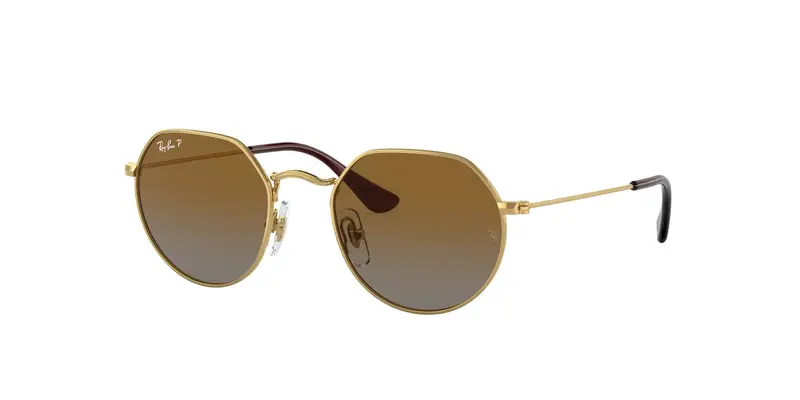 Ray - Ban Bambino RJ9565S JUNIOR JACK 223/T5 Occhiali da sole Metallo Oro Marrone Rotonda Polarizzata Sfumato