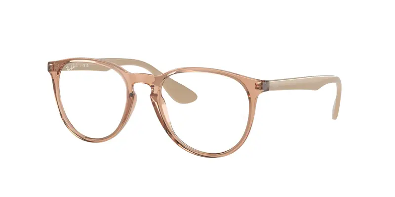 Ray - Ban Donna RX7046 ERIKA 8339 Montature da vista Iniettato Marrone Trasparente Rotonda Normale