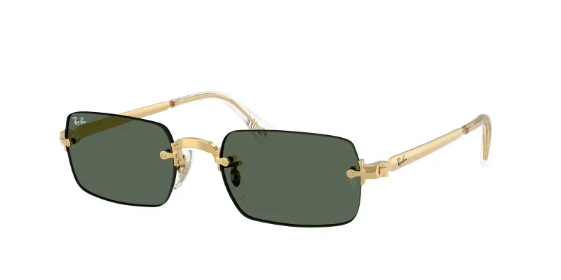 Unisex Ray - Ban A$AP Rocky RB3928 001/71 Occhiali da sole Metallo Oro Verde Rotonda Normale