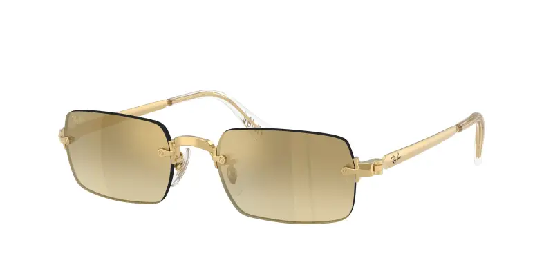 Unisex Ray - Ban A$AP Rocky RB3928 001/7I Occhiali da sole Metallo Oro Marrone Rotonda Normale Sfumato