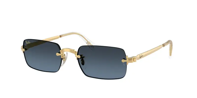 Unisex Ray - Ban A$AP Rocky RB3928 001/S2 Occhiali da sole Metallo Oro Blu Rotonda Normale Sfumato