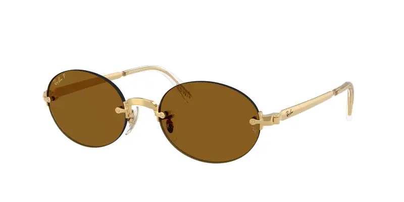 Unisex Ray - Ban A$AP Rocky RB3929 001/83 Occhiali da sole Metallo Oro Marrone Rotonda Polarizzata