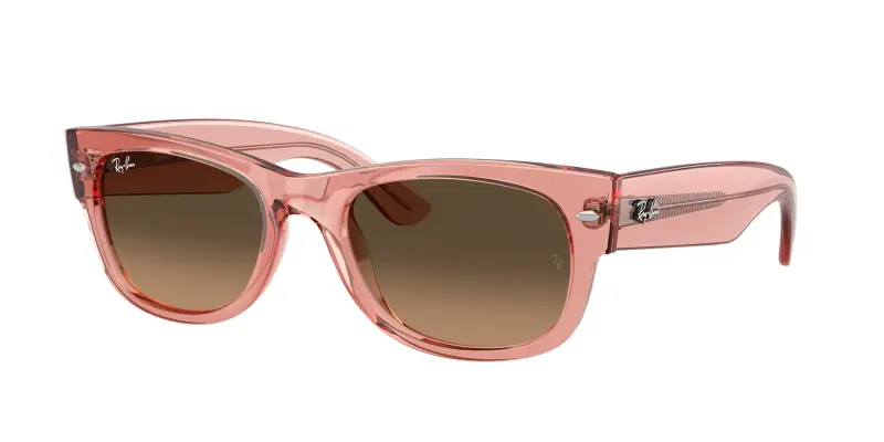 Unisex Ray - Ban RB0832S MEGA WAYFARER II 684843 Occhiali da sole Acetato Rosa Marrone Squadrata Normale Sfumato
