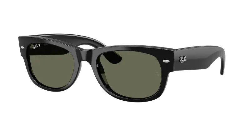 Unisex Ray - Ban RB0832S MEGA WAYFARER II 901/58 Occhiali da sole Acetato Nero Verde Squadrata Polarizzata