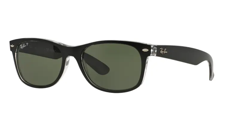 Unisex Ray - Ban RB2132 NEW WAYFARER 605258 Occhiali da sole Nylon Nero Verde G15 Squadrata Polarizzata