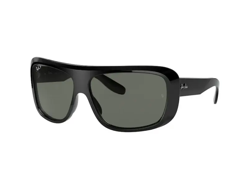 Unisex Ray - Ban RB2196 BLAIR 901/58 Occhiali da sole Acetato Nero Verde G15 Pillow Polarizzata