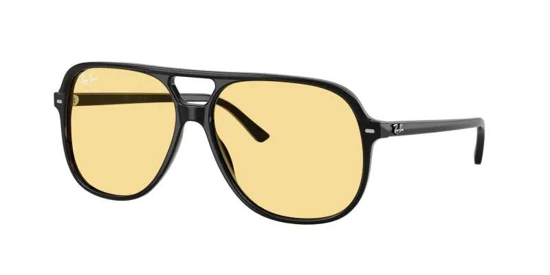 Unisex Ray - Ban RB2198 BILL 901/R6 Occhiali da sole Acetato Nero Giallo Squadrata Normale