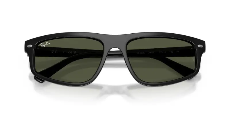 Unisex Ray - Ban RB2225 901/31 Occhiali da sole Acetato Nero Verde Geometrica Normale miniatura 2