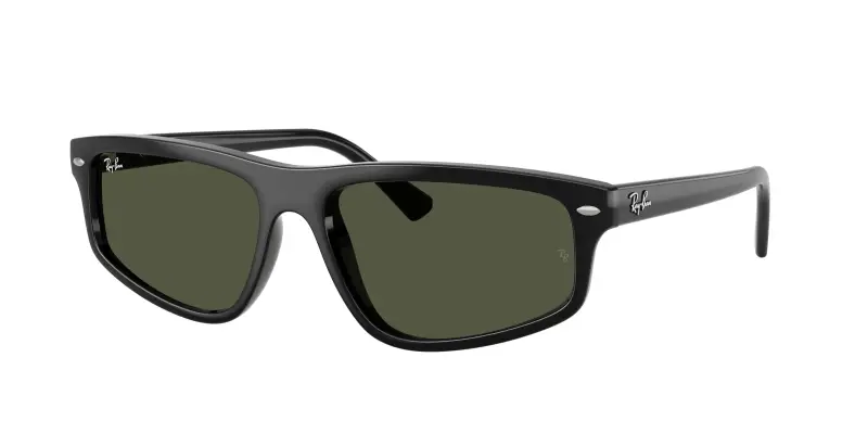 Unisex Ray - Ban RB2225 901/31 Occhiali da sole Acetato Nero Verde Geometrica Normale
