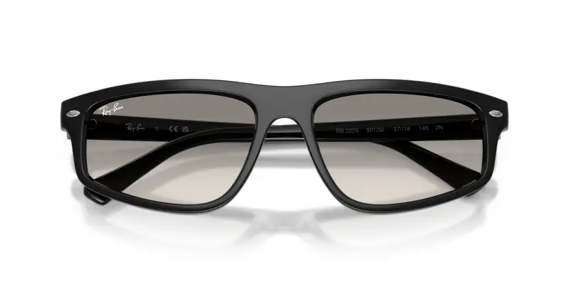 Unisex Ray - Ban RB2225 901/32 Occhiali da sole Acetato Nero Grigio Geometrica Normale Sfumato miniatura 2