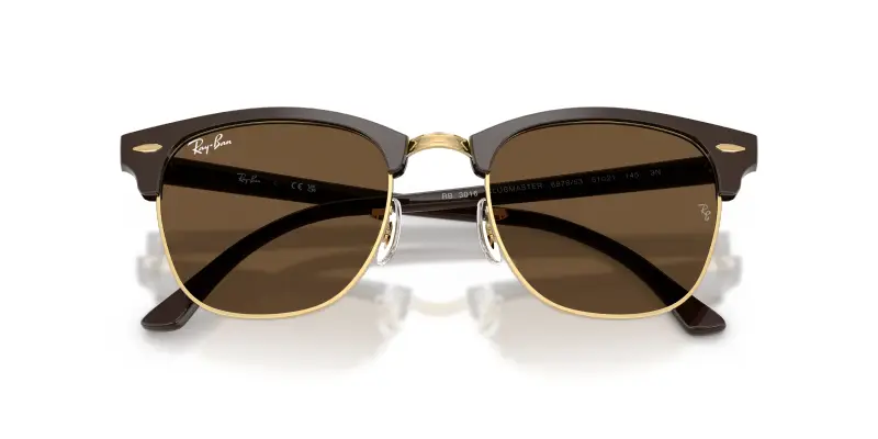 Unisex Ray - Ban RB3016 CLUBMASTER 687853 Occhiali da sole Acetato Marrone Marrone Squadrata Normale miniatura 2